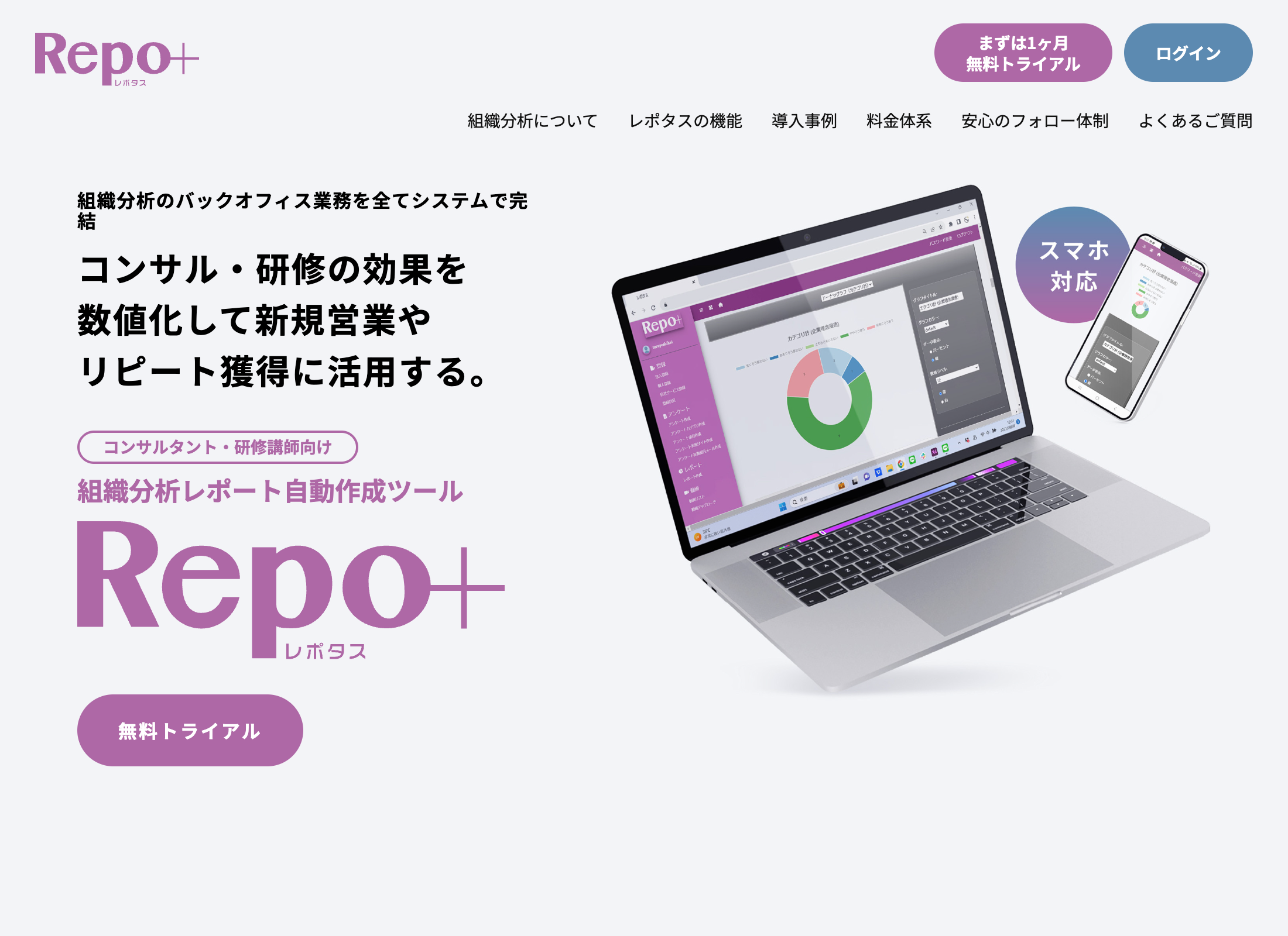 画像4167：組織分析ツール「レポタス」サイト